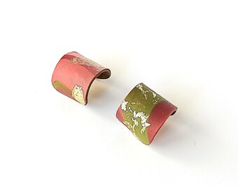 Small fuchsia polymer clay hoops