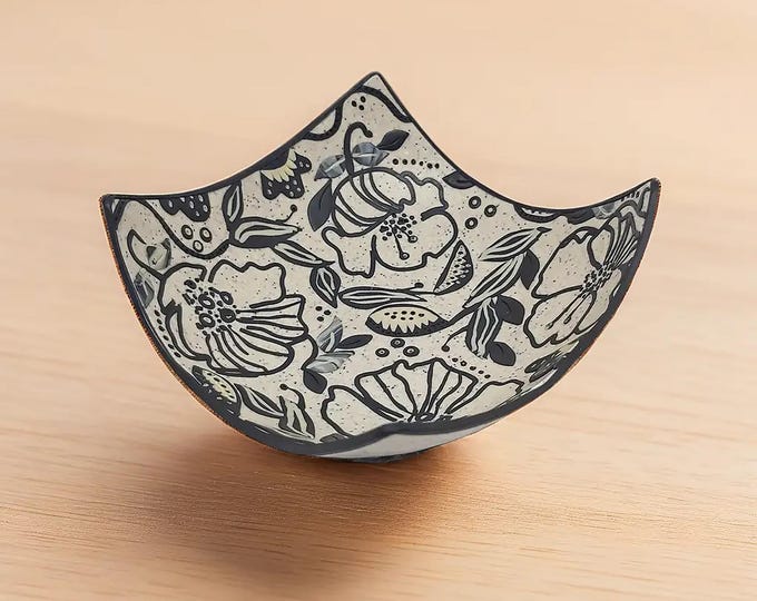 Featured listing image: Handmade Floral Polymer Clay Ring Dish: Decorative Jewelry Plate