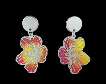 Colorful flower earrings |  Handmade artistic dangles