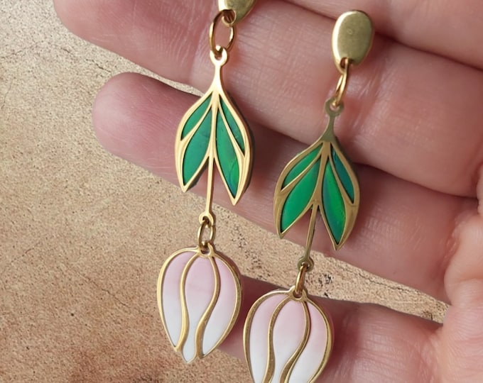 Featured listing image: Handmade tulip earrings | Delicate artistic dangles