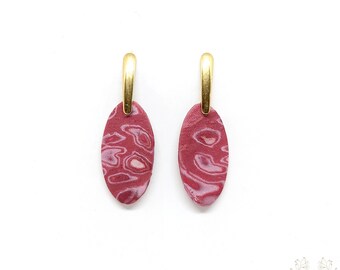 Stunning batik handcrafted earrings | Handmade rose statement jewelry | Long elegant patterned dangles | Burgundy faux cloth jewel