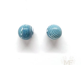 Round marbled teal studs, handmade with polymer clay, silver plated, lightweight, simple and unique, designer earrings