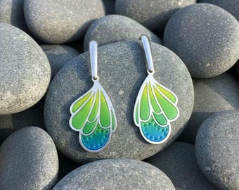 Art Deco Butterfly Wing Earrings: Handmade Polymer Clay Dangles