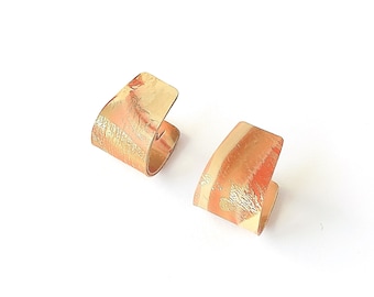 Handmade polymer clay huggies, flexible gold earrings