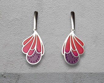 Art Deco Butterfly Wing Earrings: Handmade Polymer Clay & Steel