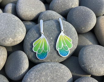 Art Deco Butterfly Wing Earrings: Handmade Polymer Clay Dangles