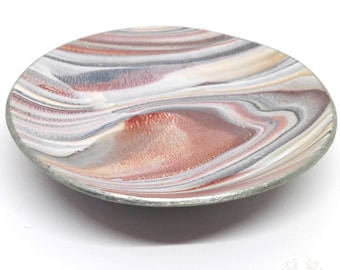 Handmade marbled ring dish, multicolor polymer clay decorative plate, trinket dish, unique jewelry tray, home decor, small ring platter