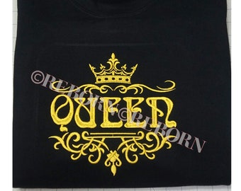 Queen Embroidered Sweatshirt or Hoodie (may change thread color, indicate in comments)