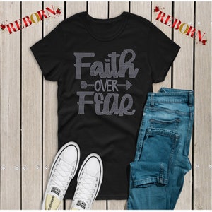 Faith over Fear Rhinestone Unisex style T-Shirt