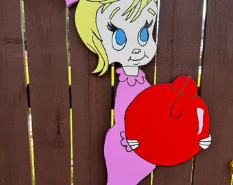 Decoración navideña de madera hecha a mano por Cindy Lou Who - 91 cm de alto