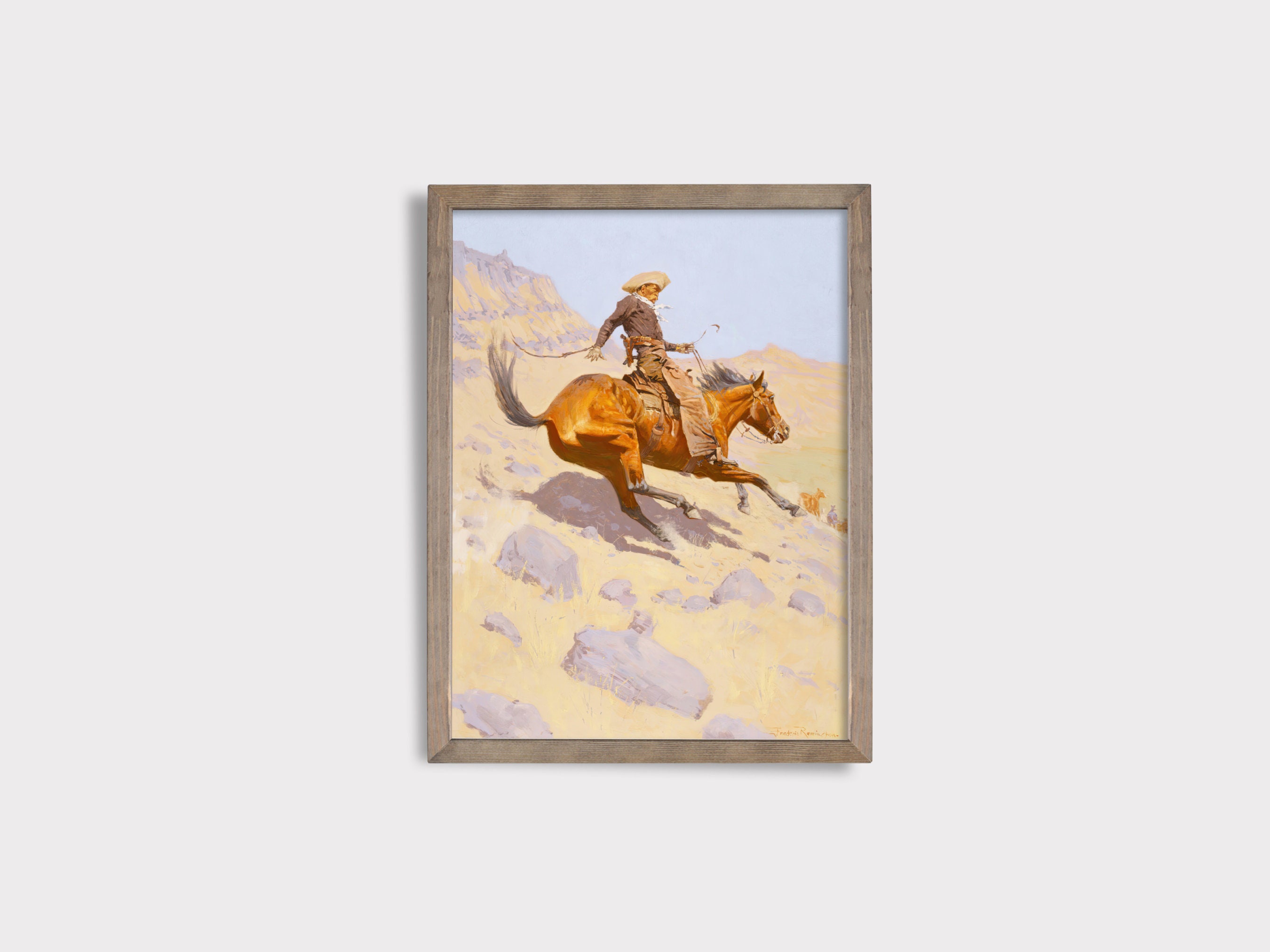 Vintage Cowboy Painting Art Print Wild West Art of Cowboy and Horse ...