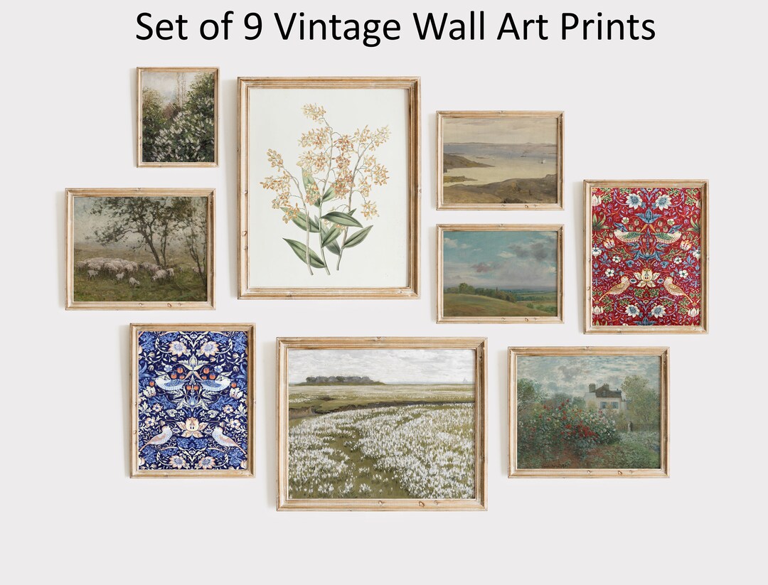 9 Printable Vintage Gallery Wall Art SET Bundle of Antique European Wall Art Prints Farmhouse
