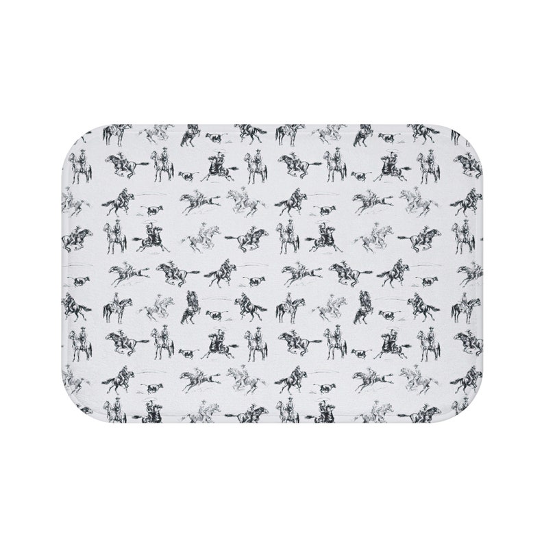 Cowboy Bath Mat Rustic Western Bathroom Mat Cowboys and Horses Wild