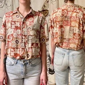 Unisex Vintage Guess By Georges Marciano small floral print short sleeved shirt