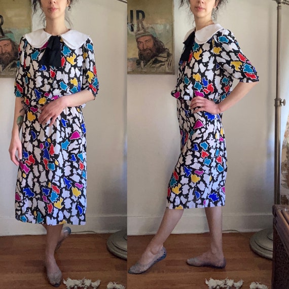 1980s vintage J.B. Too//black collar//button fron… - image 1