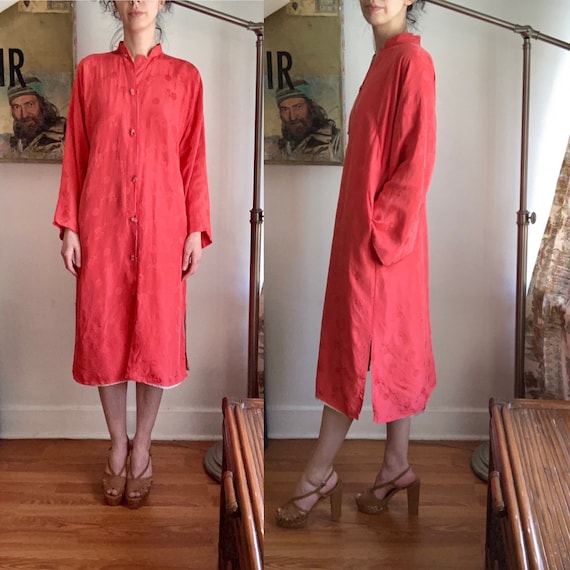 Vintage 50’s Coral//Silk Saks Fifth Avenue Cheong… - image 1