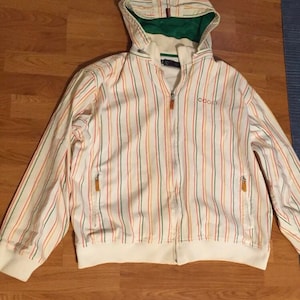 Vintage Coogi 90s striped zip up hoodie jacket pockets XL