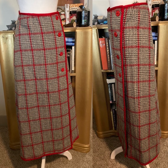 Check wrap midi skirt hot sale