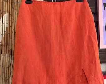 Vintage Women's Y2K size 6/8 Streetwear mini pink orange linen skirt