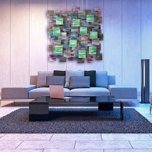 Glass and Metal Wall Sculpture &quot;Impressions&quot;, Abstract, Modern Design, Wall Art 3D, Geometric Minimalist, Modern Home Decor