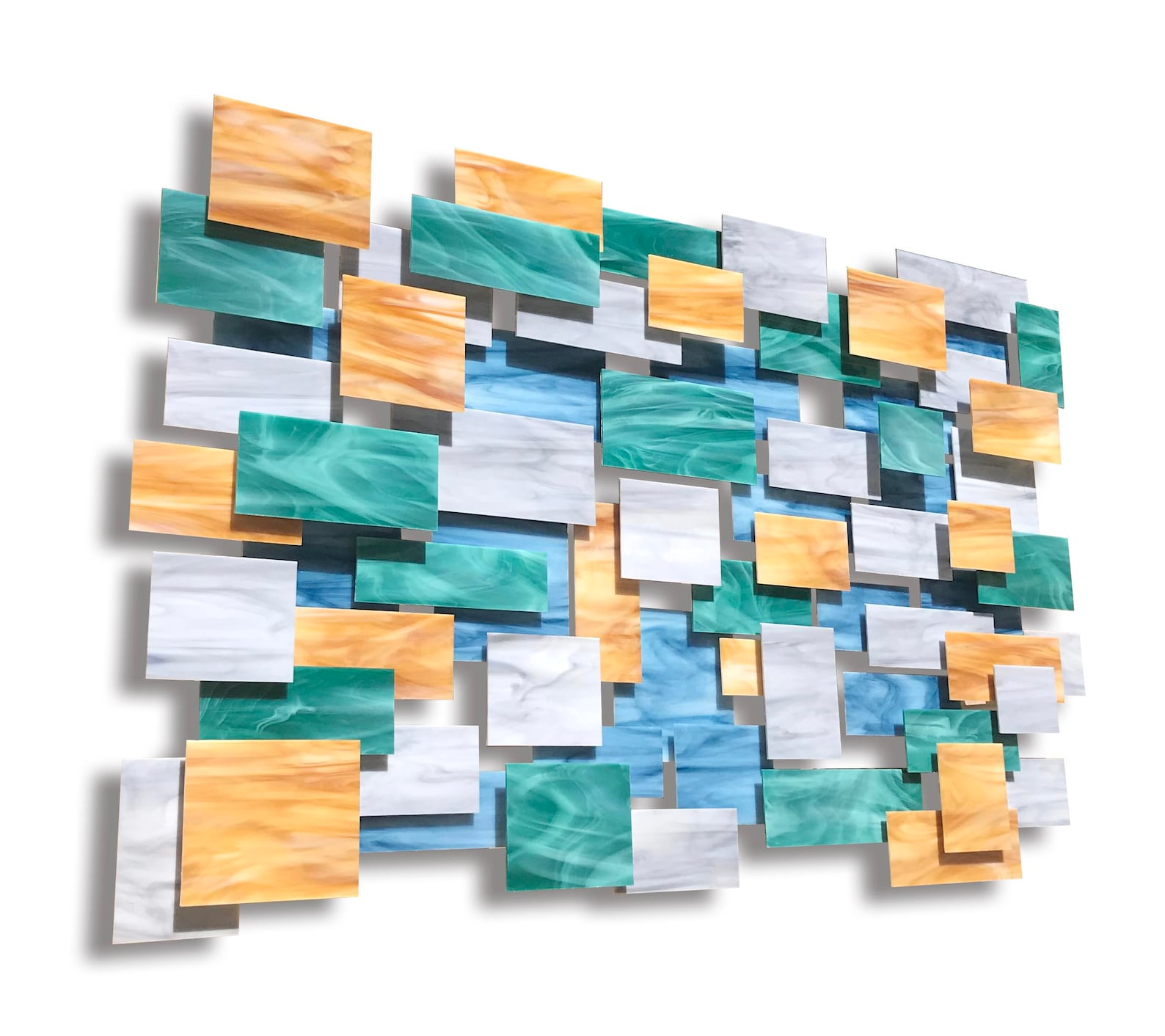 View of Glass and Metal Wall Sculpture 
