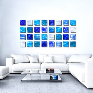 Glass Wall Sculpture &quot;Water&quot;, Abstract, Modern Design, Wall Art 3D, Geometric Minimalist, Modern Home Decor, Modern Wall Decor