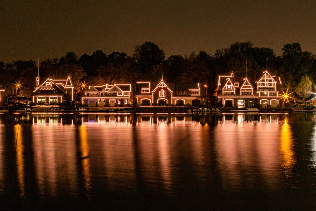 Boathouse Row (nighttime illuminated reflections) photo 1