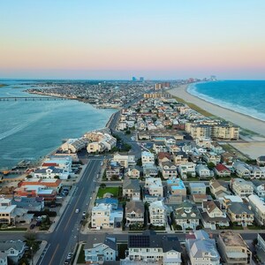 Sunset over the New Jersey Shore - Absecon Island, Longport, Margate, Ventnor, Atlantic City New Jersey Aerial Landscape Photo