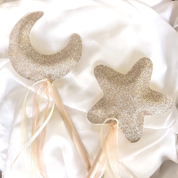 Champagne Fairy Wand, Glitter Star Wand, Halloween Magic Wand, Flower Girl Magic Wand, Stocking stuffer Glitter Wand Costume Fairie Cosplay