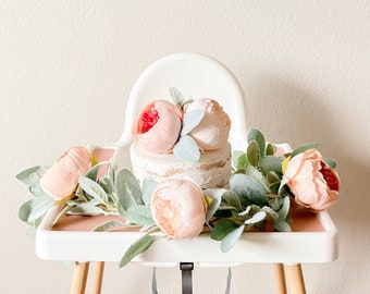 Peony and Lambs Ear Garland in Peach // Farmhouse Decor // Nursery Garland // Boho Nursery // Popular Garlands // Spring // Teepee Topper