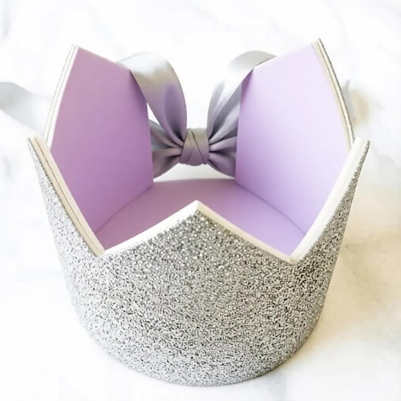 Purple and Silver Party Crown, Halloween Crown, Birthday Crown, Silver Crown, Glitter Crown, Party Hat, Princess, Prince