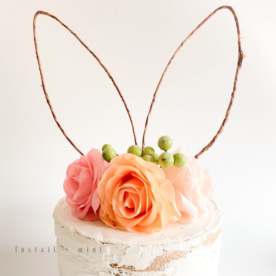 Bunny Ears Cake Topper // Spring Cake Topper // Easter Cake Topper // Smash Cake Topper / Flower Cake Topper // Birthday Cake Topper