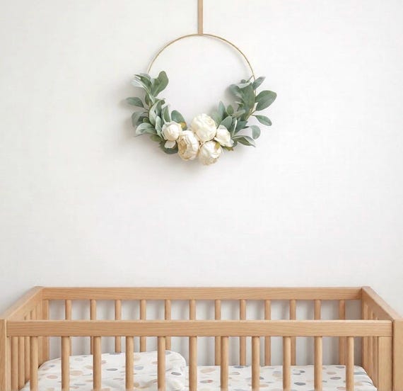 Ivory Peony and Lambs Ear Wreath / Nursery Wall Decor / Porch Decor / Peony Wreath / Farmhouse wedding / Lambs Ear Wreath / Fall front door