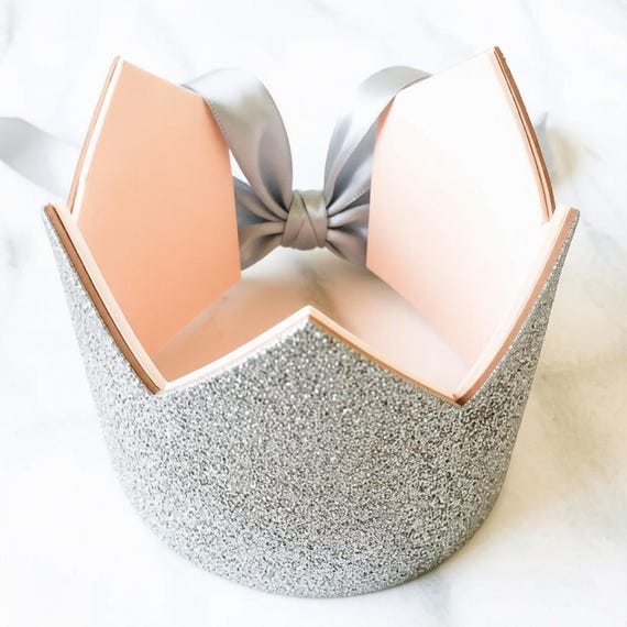 Peach and Silver Party Crown, Halloween Crown, Birthday Crown, Silver Crown, Glitter Crown, Party Hat, Princess, Prince
