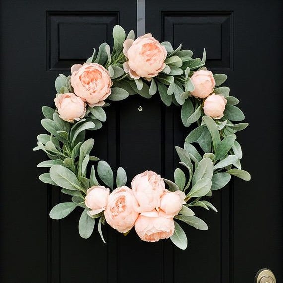 Deluxe Peony and Lambs Ear Wreath // Nursery Decor // Boho Nursery // Farmhouse Decor // Lambs Ear Wreath // Housewarming Gift // Spring