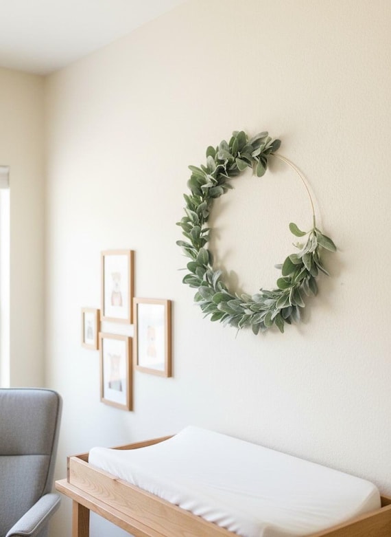Lambs Ear Wreath // Neutral Nursery // Nursery Decor // Boho Nursery // Farmhouse Decor // Gold Hoop Wreath // Popular Wreaths / Porch Decor