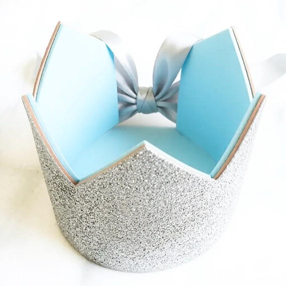 Ice Blue and Silver Party Crown, Halloween Crown, Birthday Crown, Silver Crown, Glitter Crown, Party Hat, Princess, Prince