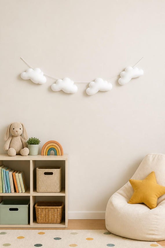 Cloud Garland // Nursery Garland // Nursery Decor // Cloud Nursery Decor // Cloud Banner // Felt Banner // Felt Garland