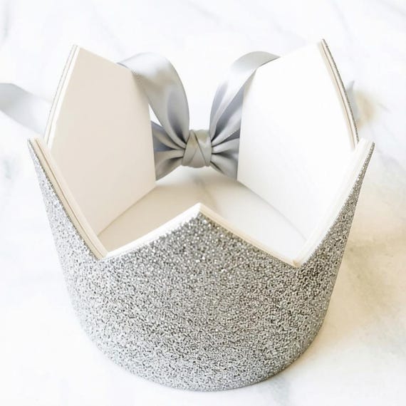 White and Silver Party Crown, Halloween Crown, Birthday Crown, Silver Crown, Glitter Crown, Party Hat, Princess, Prince