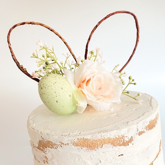 Bunny Ears Cake Topper // Spring Cake Topper // Easter Cake Topper // Smash Cake Topper / Flower Cake Topper // Birthday Cake Topper