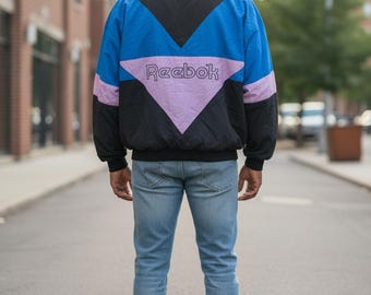 Vintage 90s Reebok Multicoloured Hip Hop Style Windbreaker Jacket
