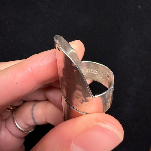 Hammered DDD Sterling Silver Statement Ring - image 4