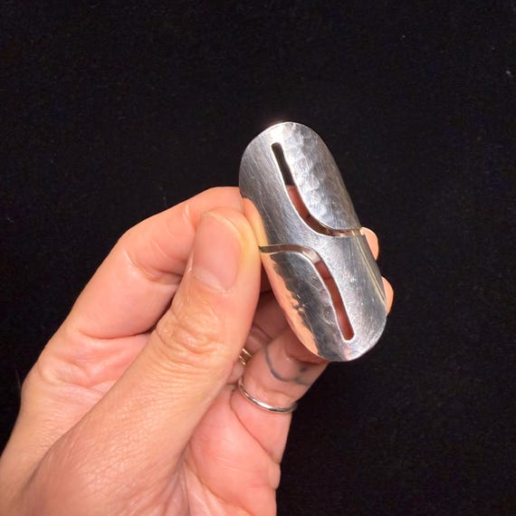 Hammered DDD Sterling Silver Statement Ring - image 5