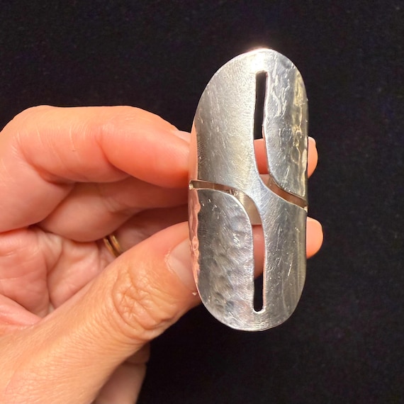 Hammered DDD Sterling Silver Statement Ring - image 2