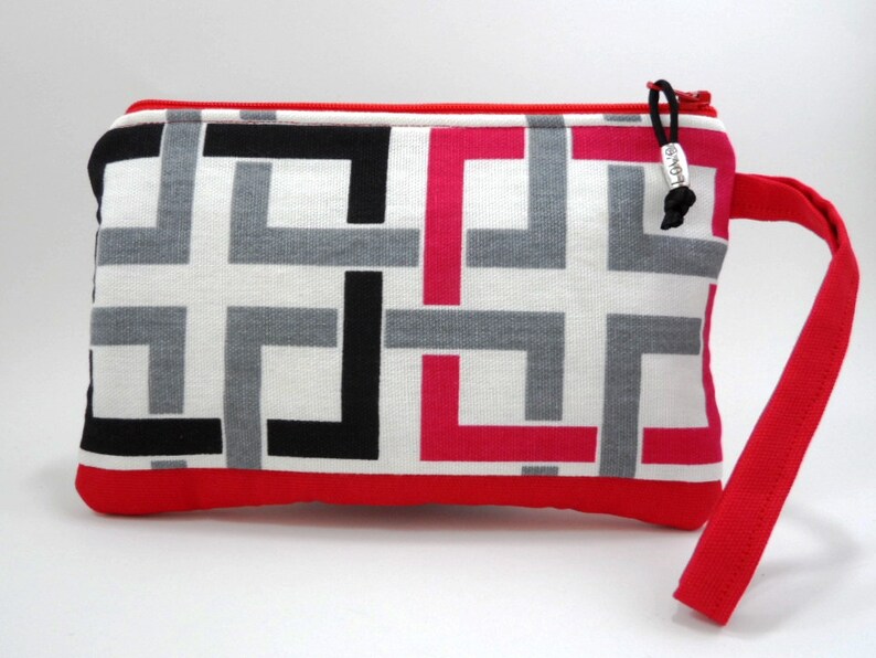 Grey Black Red Deco Wristlet, Wallet Wristlet, Clutch Purse Wristlet ...
