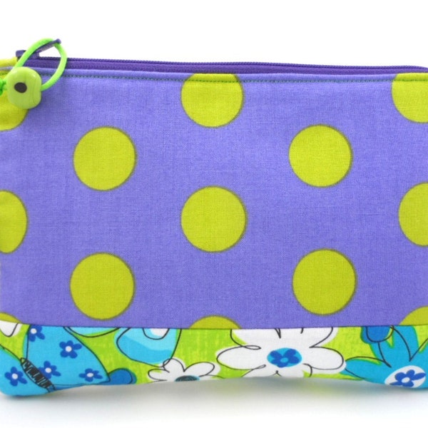 Big Polka Dots Quilted Zipper Pouch Makeup Accessory Bag