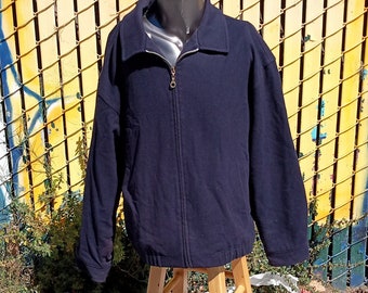 Chaqueta Pendleton azul marino con cremallera pura lana virgen hecha en EE.UU. talla XL