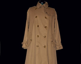 Burberrys vintage, gabardina clásica, color camel, caqui, longitud completa, abrigo de diseñador, impermeable Burberrys, alta costura, ropa exterior de lujo