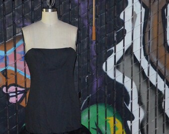 vintage black cocktail dress 1980s prom tutu petticoat mini dress gothic wedding victor costa for Sak's Fifth Ave black swan couture ballet
