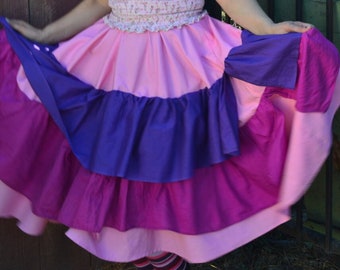 Pink, purple Circle Skirt Ruffled multi layered Twirl Skirt Festival Clothing clown clothing very nice thick durable material